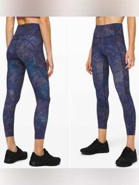 Lululemon Fast and Free Tight II 25” *Nulux, Polar Lights Blue Multi, Women’s 4
